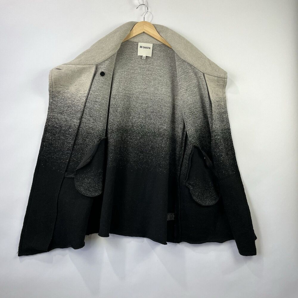 BB Dakota Wool Blend Draped Open Front Coat Jacket Women’s XS Ombre Stretch - Picture 7 of 11